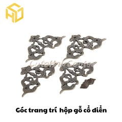Bộ 5 Phụ kiện trang trí góc hộp gỗ, góc sách phong cách cổ điển
