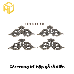 Bộ 5 Phụ kiện trang trí góc hộp gỗ, góc sách phong cách cổ điển