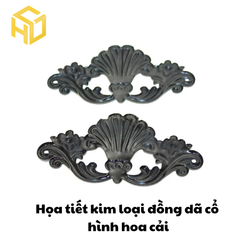 Bộ 5 Phụ kiện trang trí hộp gỗ , góc sách phong cách cổ điển hình hoa màu vàng đồng