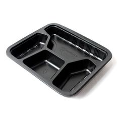Khay nhựa đen PP 4 ngăn đựng thực phẩm | hộp nhựa 4 ngăn nhựa PP đựng cơm phần | Khay nhựa 4 ngăn đựng cơm