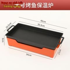GDNB-64 Khay Nướng Chữ Nhật Phủ Chống Dính Kèm Bếp Cồn Hâm Nóng