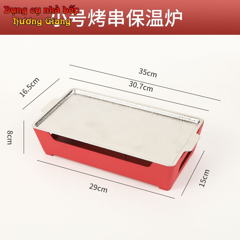 GDNB-64 Khay Nướng Chữ Nhật Phủ Chống Dính Kèm Bếp Cồn Hâm Nóng