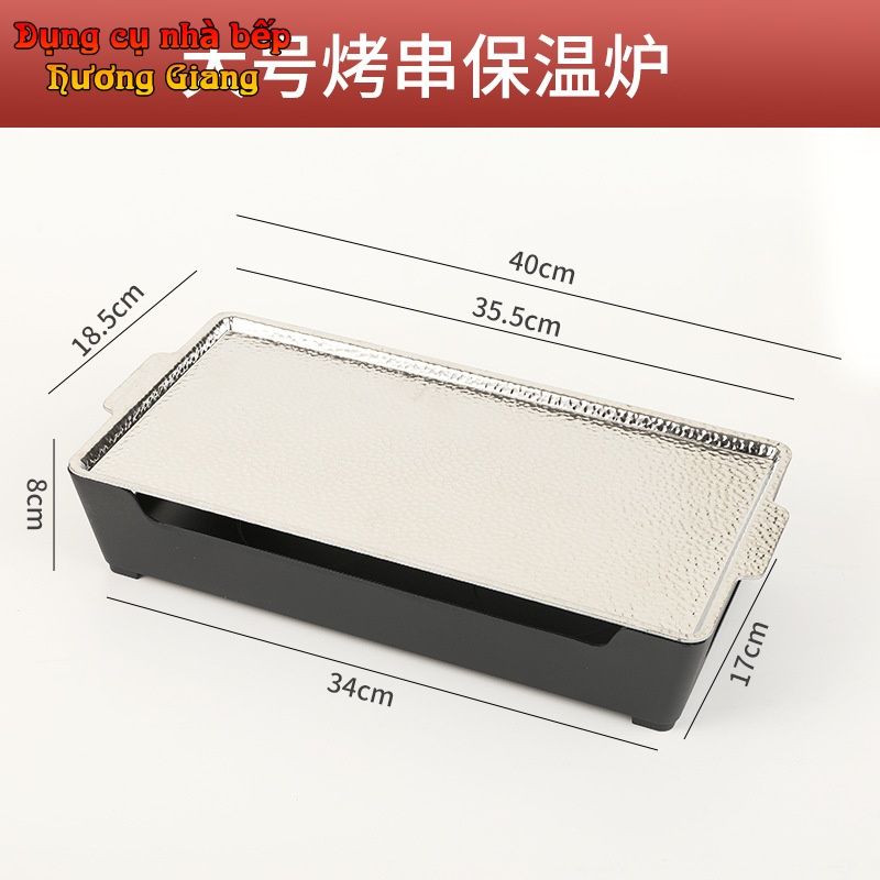 GDNB-64 Khay Nướng Chữ Nhật Phủ Chống Dính Kèm Bếp Cồn Hâm Nóng