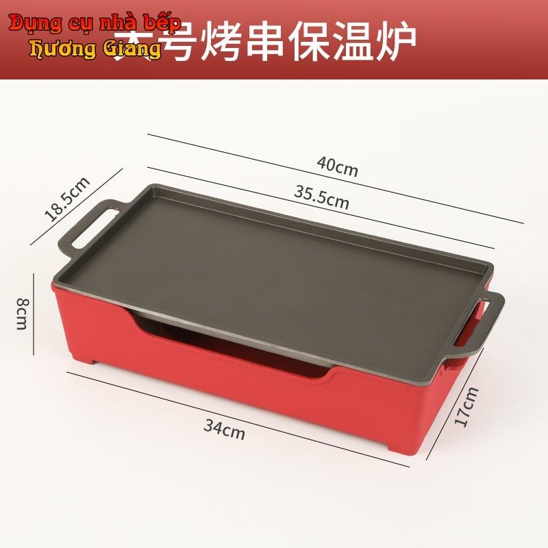 GDNB-64 Khay Nướng Chữ Nhật Phủ Chống Dính Kèm Bếp Cồn Hâm Nóng