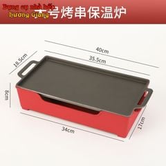 GDNB-64 Khay Nướng Chữ Nhật Phủ Chống Dính Kèm Bếp Cồn Hâm Nóng