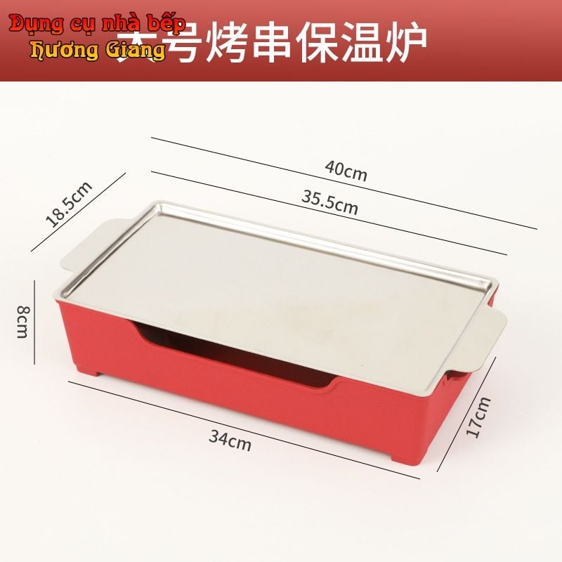 GDNB-64 Khay Nướng Chữ Nhật Phủ Chống Dính Kèm Bếp Cồn Hâm Nóng
