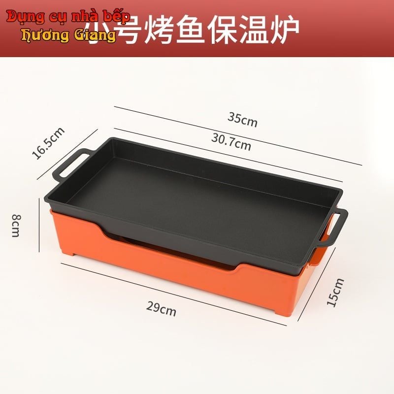 GDNB-64 Khay Nướng Chữ Nhật Phủ Chống Dính Kèm Bếp Cồn Hâm Nóng