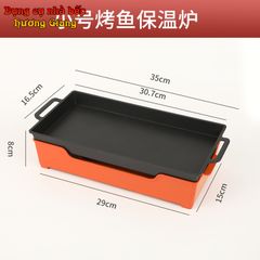 GDNB-64 Khay Nướng Chữ Nhật Phủ Chống Dính Kèm Bếp Cồn Hâm Nóng