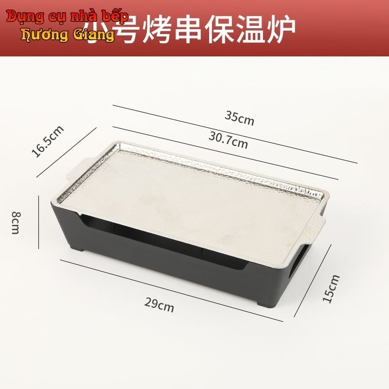 GDNB-64 Khay Nướng Chữ Nhật Phủ Chống Dính Kèm Bếp Cồn Hâm Nóng