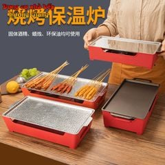 GDNB-64 Khay Nướng Chữ Nhật Phủ Chống Dính Kèm Bếp Cồn Hâm Nóng