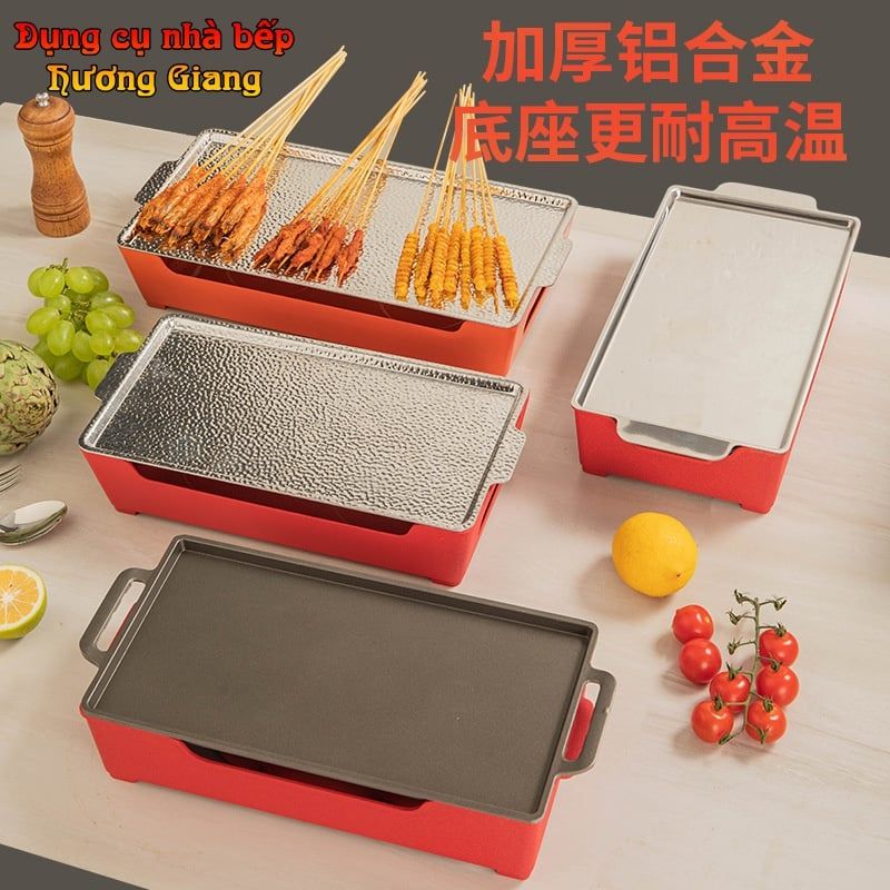 GDNB-64 Khay Nướng Chữ Nhật Phủ Chống Dính Kèm Bếp Cồn Hâm Nóng