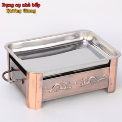 GDNB-56 Khay Xào Né Hình Chữ Nhật Kèm Bếp Cồn Màu Sắc Cổ Điển