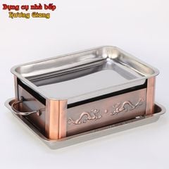 GDNB-56 Khay Xào Né Hình Chữ Nhật Kèm Bếp Cồn Màu Sắc Cổ Điển