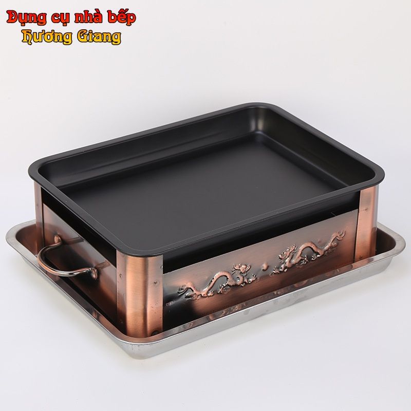 GDNB-56 Khay Xào Né Hình Chữ Nhật Kèm Bếp Cồn Màu Sắc Cổ Điển