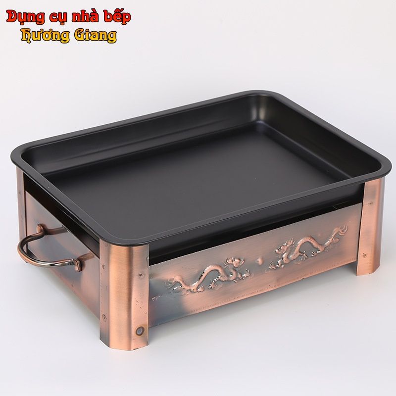GDNB-56 Khay Xào Né Hình Chữ Nhật Kèm Bếp Cồn Màu Sắc Cổ Điển