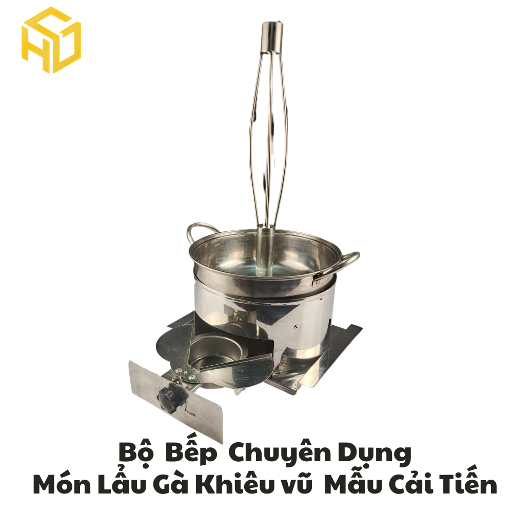 Bộ nồi lẩu gà khiêu vũ bốc lửa kèm bếp cồn chuyên dụng chống tạc gió cay mắt