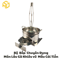 Bộ nồi lẩu gà khiêu vũ bốc lửa kèm bếp cồn chuyên dụng chống tạc gió cay mắt