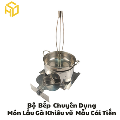 Bộ nồi lẩu gà khiêu vũ bốc lửa kèm bếp cồn chuyên dụng chống tạc gió cay mắt