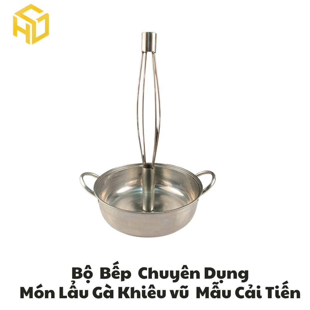 Bộ nồi lẩu gà khiêu vũ bốc lửa kèm bếp cồn chuyên dụng chống tạc gió cay mắt