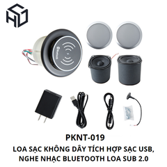 (PKNT-019) Loa Bluetooth Tích Hợp Sạc Không Dây, Sạc USB Type A, Loa Sub 2.0|Phụ kiện nội thất thông minh