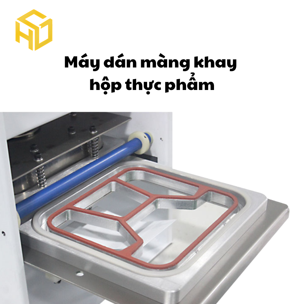 Máy đóng màng hộp nhựa | Máy dán hộp vuông thực phẩm đông lạnh | Máy dán miệng hộp thực phẩm