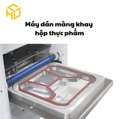 Máy đóng màng hộp nhựa | Máy dán hộp vuông thực phẩm đông lạnh | Máy dán miệng hộp thực phẩm