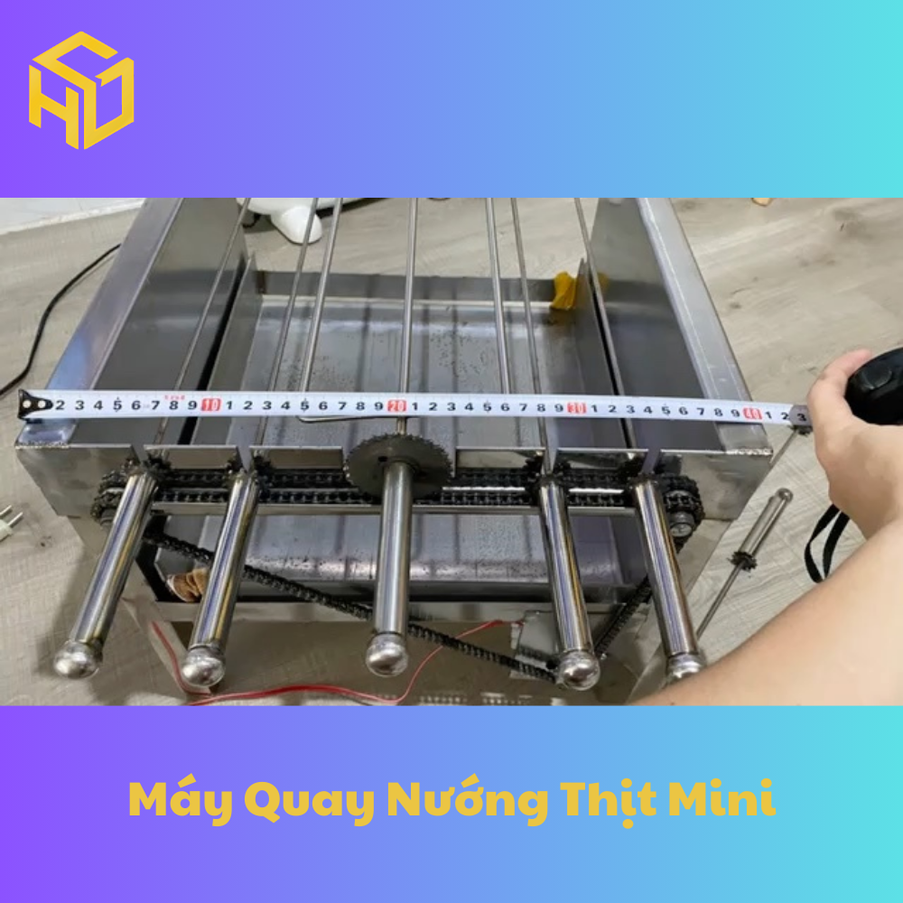 Máy quay nướng thịt gà vịt mini 5 hoặc 6 xiên tự động dùng than hoa cho gia đình và Quán nướng nhỏ