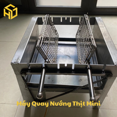 Máy quay nướng thịt gà vịt mini 5 hoặc 6 xiên tự động dùng than hoa cho gia đình và Quán nướng nhỏ