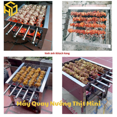 Máy quay nướng thịt gà vịt mini 5 hoặc 6 xiên tự động dùng than hoa cho gia đình và Quán nướng nhỏ