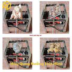 Máy quay nướng thịt gà vịt mini 5 hoặc 6 xiên tự động dùng than hoa cho gia đình và Quán nướng nhỏ