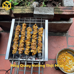 Máy quay nướng thịt gà vịt mini 5 hoặc 6 xiên tự động dùng than hoa cho gia đình và Quán nướng nhỏ