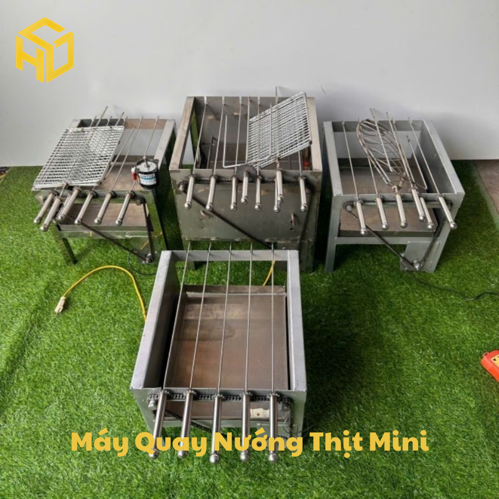Máy quay nướng thịt gà vịt mini 5 hoặc 6 xiên tự động dùng than hoa cho gia đình và Quán nướng nhỏ