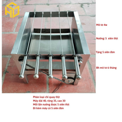 Máy quay nướng thịt gà vịt mini 5 hoặc 6 xiên tự động dùng than hoa cho gia đình và Quán nướng nhỏ