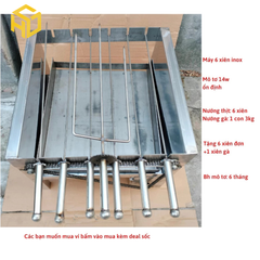 Máy quay nướng thịt gà vịt mini 5 hoặc 6 xiên tự động dùng than hoa cho gia đình và Quán nướng nhỏ