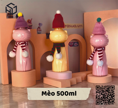 MEO500 - Chai Nhựa PET Đựng Trà Sữa Hình Mèo Ròm 500ml
