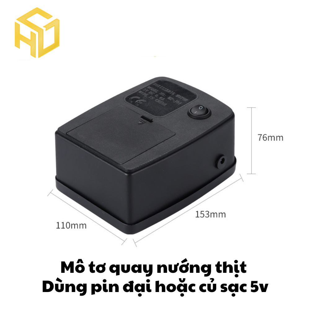 Bộ quay nướng tự động gà vịt | Quay nướng BBQ ngoài trời sử dụng Pin hoặc sạc điện thoại 5v siêu tiện lợi | Quay nướng