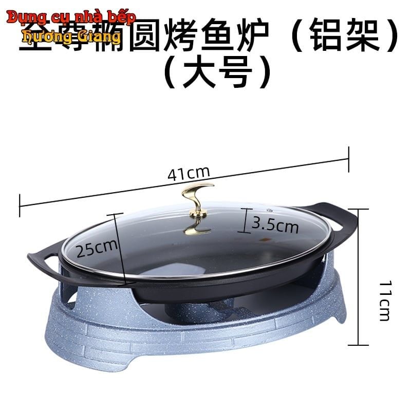 Nồi Chảo Nhôm Đúc Hình Hột Xoài Nắp Kính Chống Dính Kèm Bếp Cồn GDNB-39