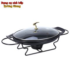 Nồi Chảo Nhôm Đúc Hình Hột Xoài Nắp Kính Chống Dính Kèm Bếp Cồn GDNB-39