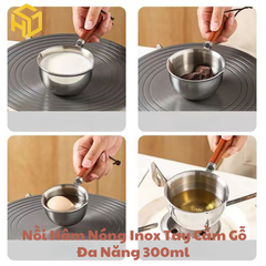 Chiếc Nồi Nhỏ 300ml Inox Tay Cầm Gỗ  
