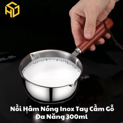 Chiếc Nồi Nhỏ 300ml Inox Tay Cầm Gỗ  