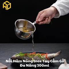 Chiếc Nồi Nhỏ 300ml Inox Tay Cầm Gỗ  