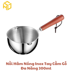 Chiếc Nồi Nhỏ 300ml Inox Tay Cầm Gỗ  