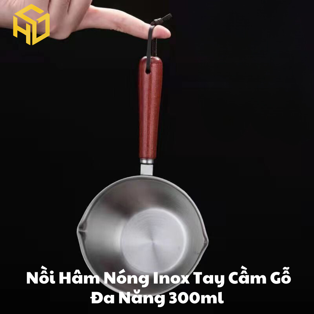 Chiếc Nồi Nhỏ 300ml Inox Tay Cầm Gỗ  