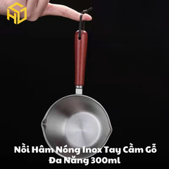Chiếc Nồi Nhỏ 300ml Inox Tay Cầm Gỗ  