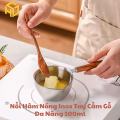 Chiếc Nồi Nhỏ 300ml Inox Tay Cầm Gỗ  