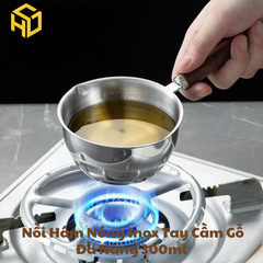 Chiếc Nồi Nhỏ 300ml Inox Tay Cầm Gỗ  