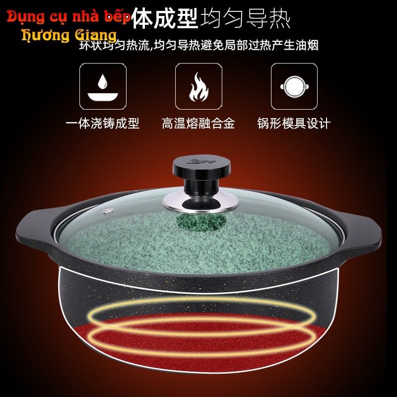 Nồi Hợp Kim Nhôm Vân Đá Chống Dính dùng nắp kính Hàn Quốc GDNB-20