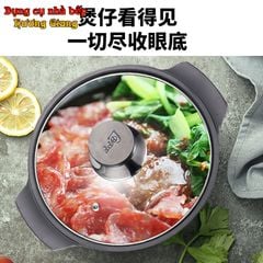 Nồi Hợp Kim Nhôm Vân Đá Chống Dính Nắp Kính Cường Lực GDNB-28
