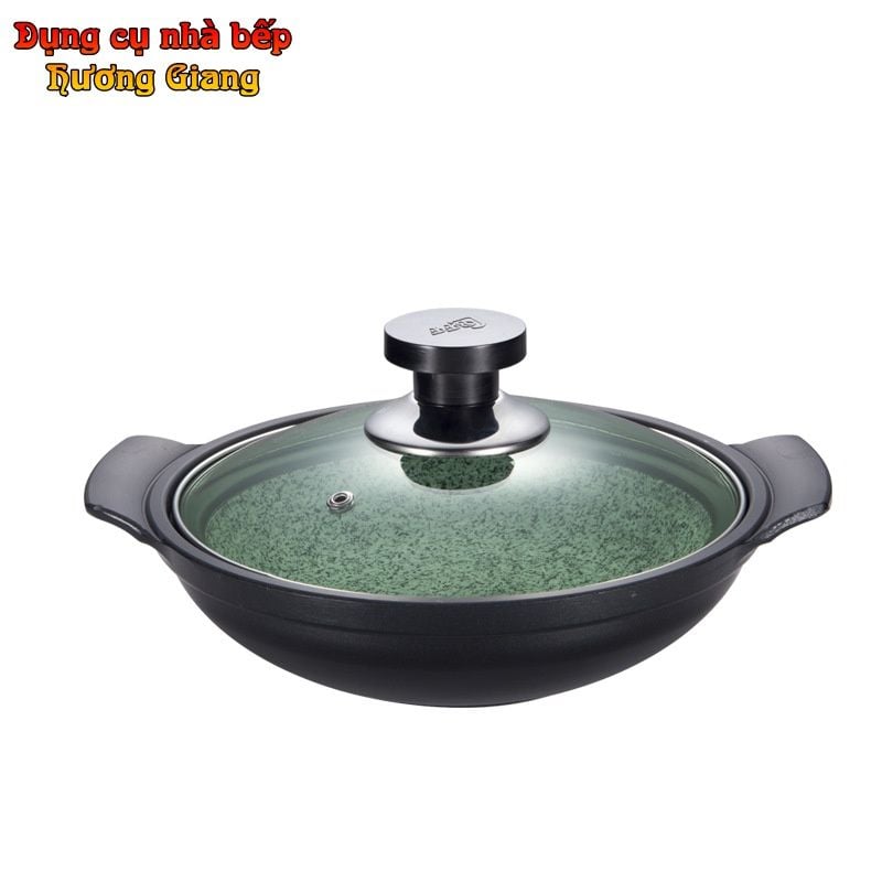 Nồi Hợp Kim Nhôm Vân Đá Chống Dính Nắp Kính Cường Lực GDNB-28