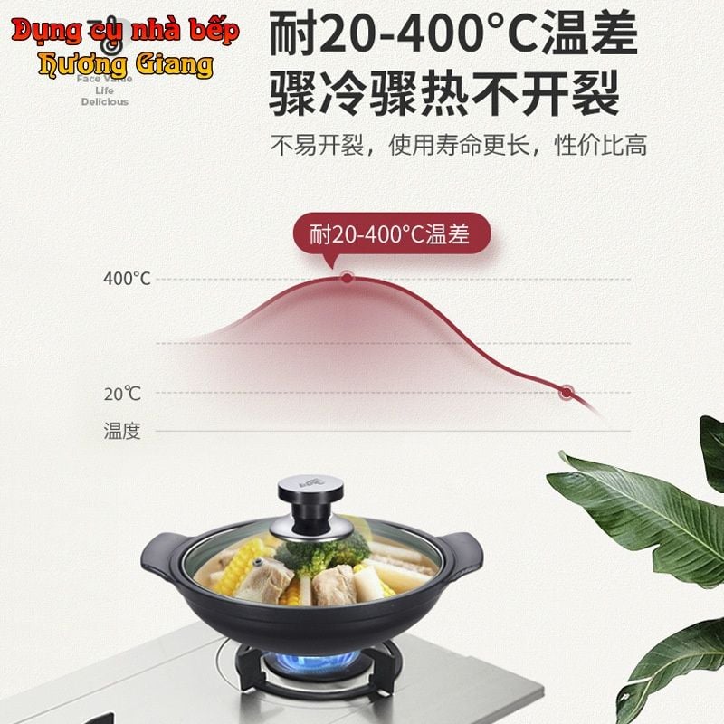 Nồi Hợp Kim Nhôm Vân Đá Chống Dính Nắp Kính Cường Lực GDNB-28
